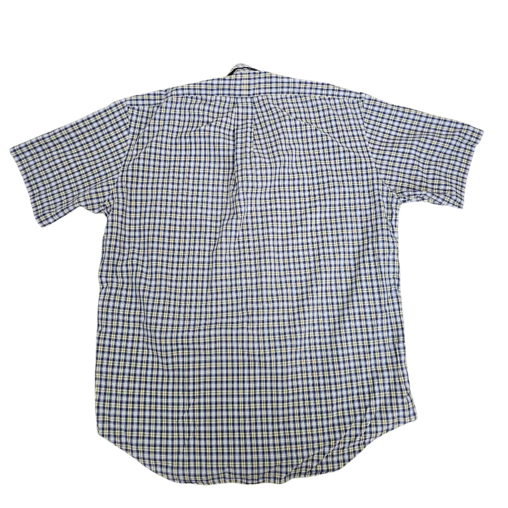 RL Ralph Lauren Blake Medium‎ Button Down Shirt Mens Short Sleeve Checkered Blue